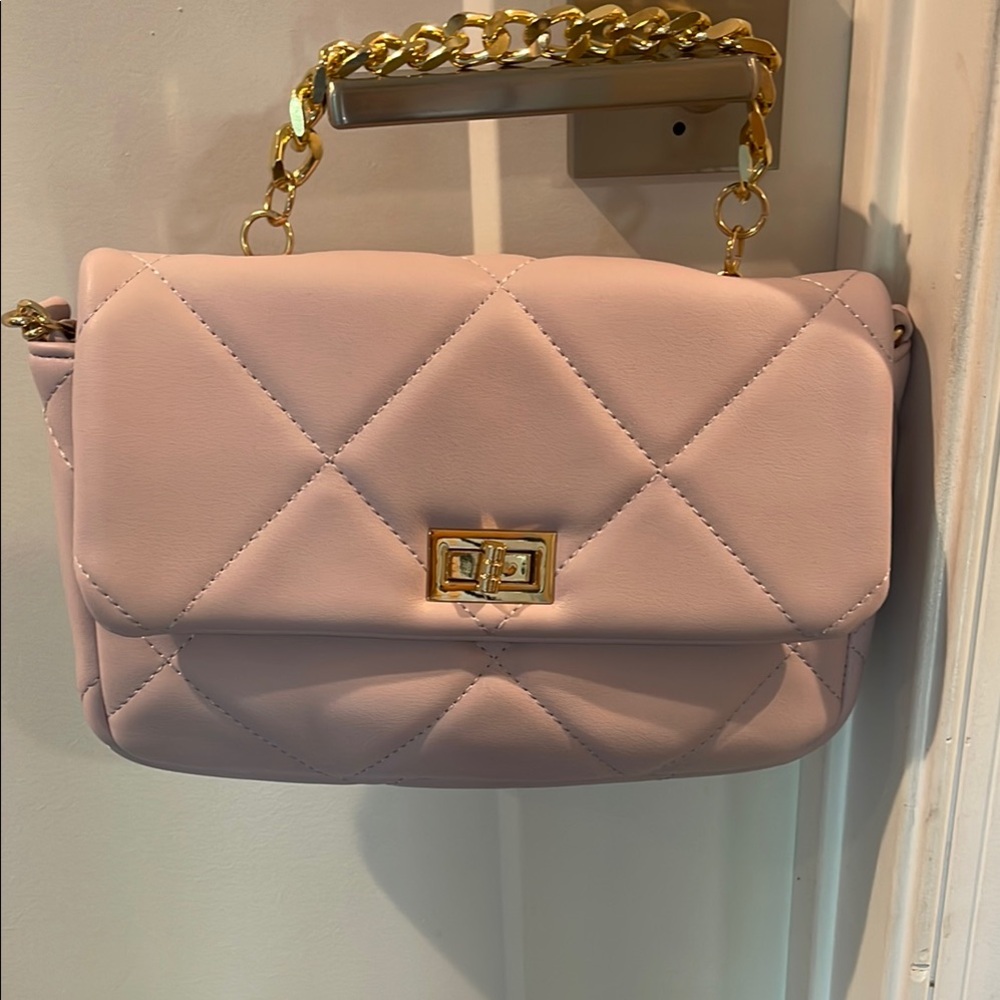 Lilac Quilted Chain Shoulder Bag